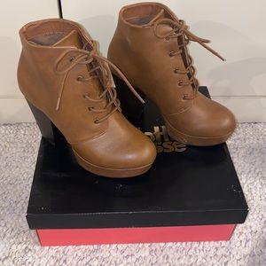 Charlotte Russe Leather Healed Lace Up Boots